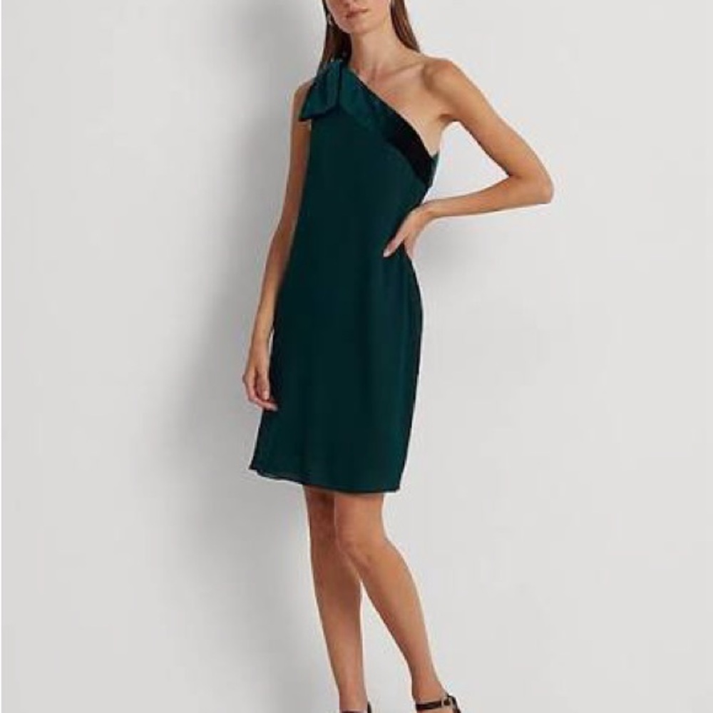 Ralph Lauren One-Shoulder Teal Dress